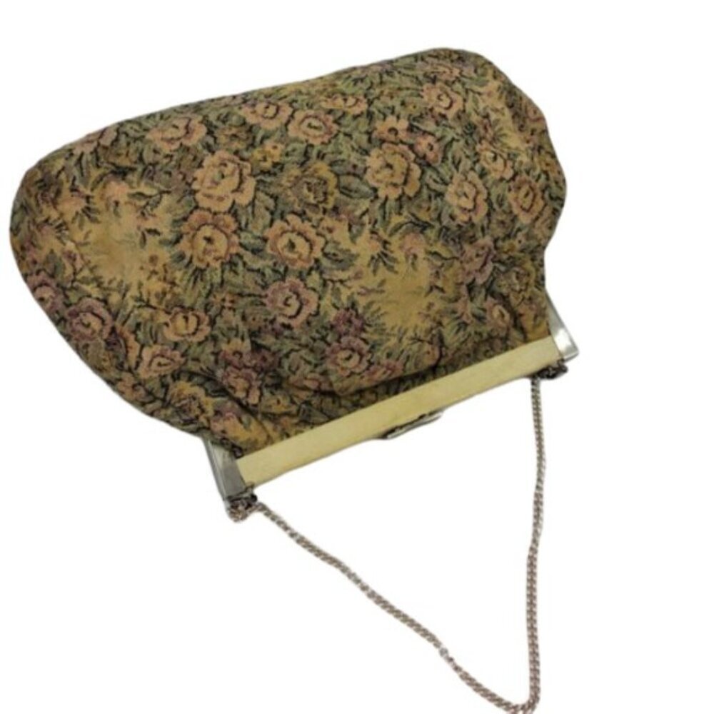 Vintage granny style carpet tapestry floral print purse bag - Picture 2 of 7